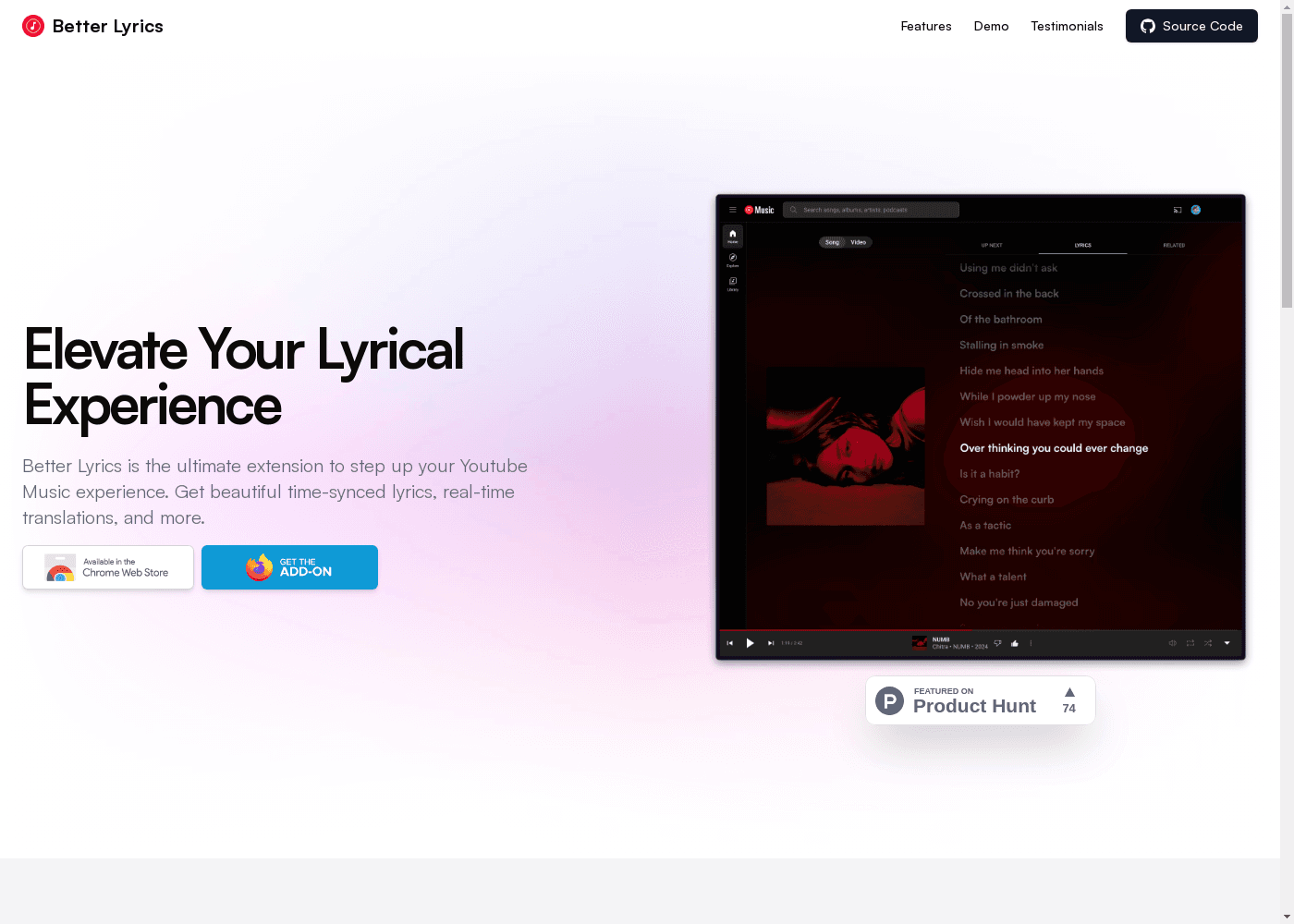 image: Better Lyrics - Elevate Your YouTube Music Experience