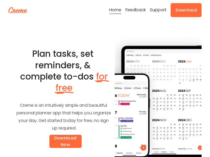 image: Creme Calendar: Your Free, Intuitive, and Secure Planner App