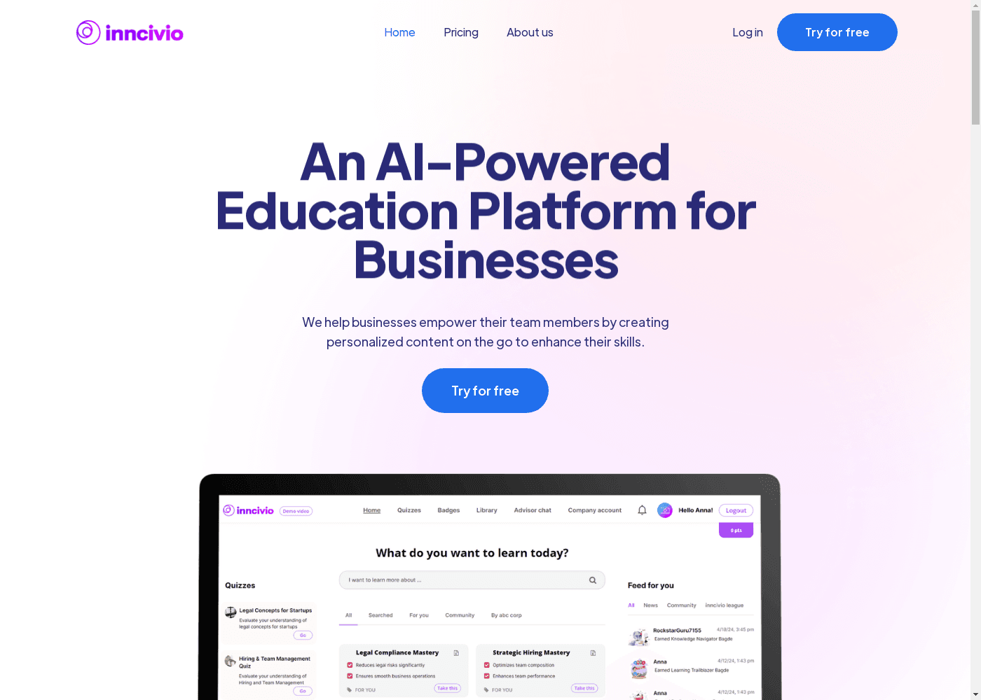 image: inncivio - AI-Powered Personalized Learning for Business Growth