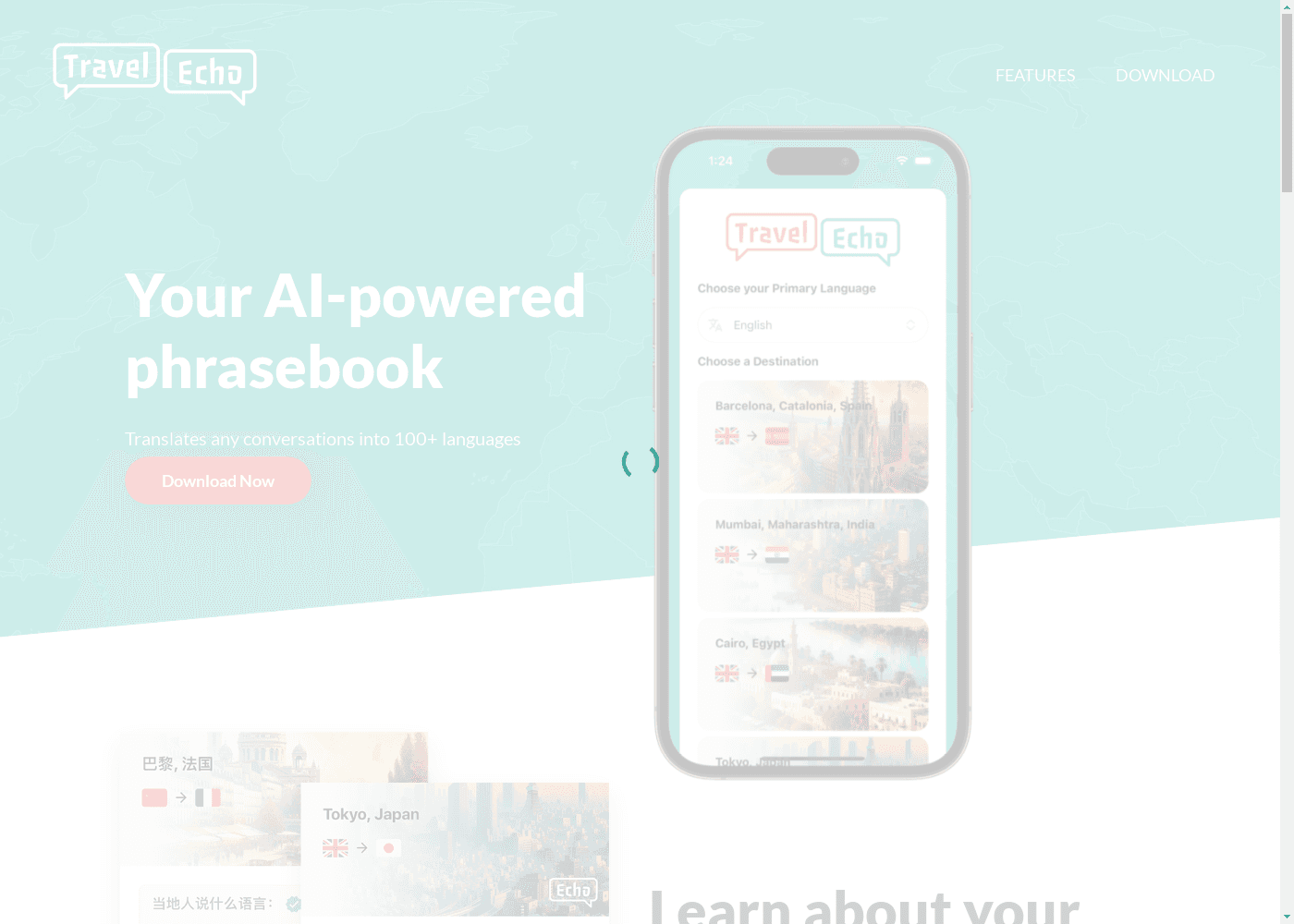 image: Travel Echo - AI-Powered Translation for 100+ Languages