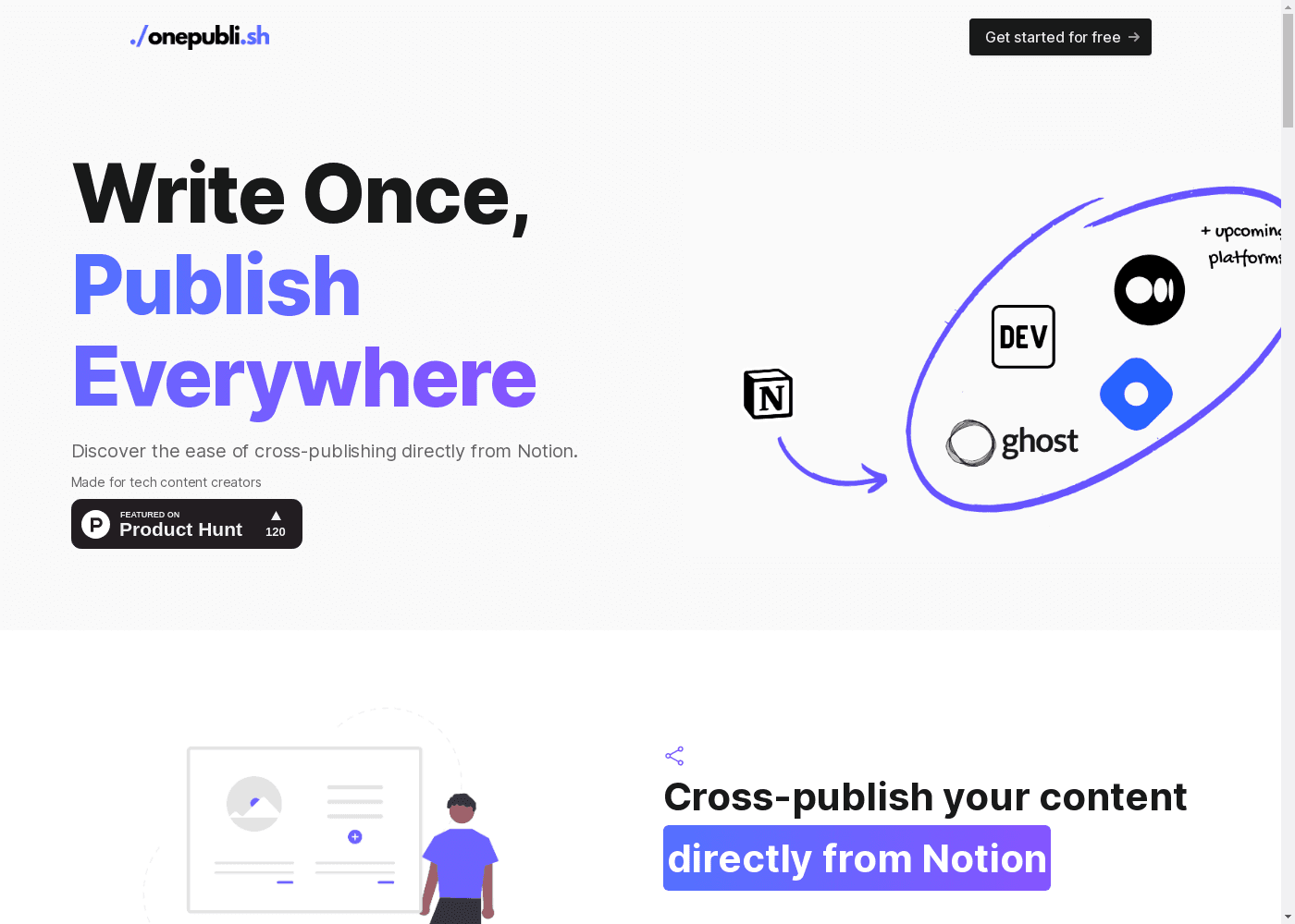 image: One Publish - Seamlessly Cross-Publish from Notion to DEV, Hashnode, Medium, and More