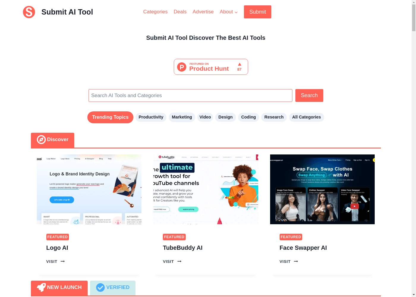 image: Submit and Discover Top AI Tools | Best AI Tools Directory