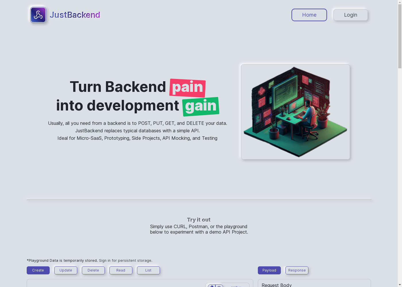 image: JustBackend - Simplify Your Backend Development Effortlessly